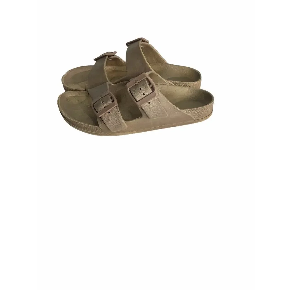 Girl’s Slip-On 2 Strap Buckled Slide Sandals 34